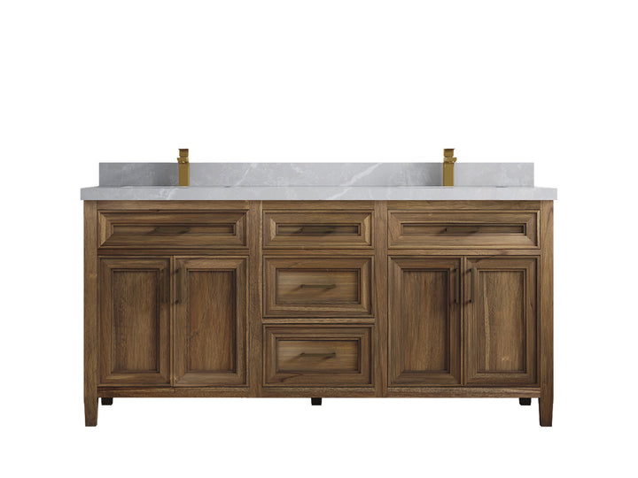 Santa Monica Teak Wood 72 in. W x 22 in. D Double Sink Bathroom Vanity - photo 37