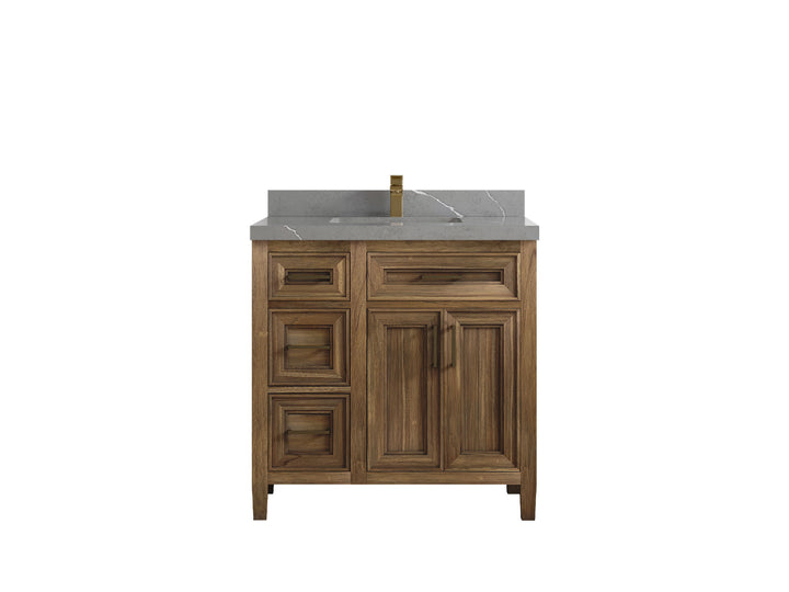 Santa Monica Teak Wood 36 in. W x 22 in. D Center Sink Bathroom Vanity - photo 39