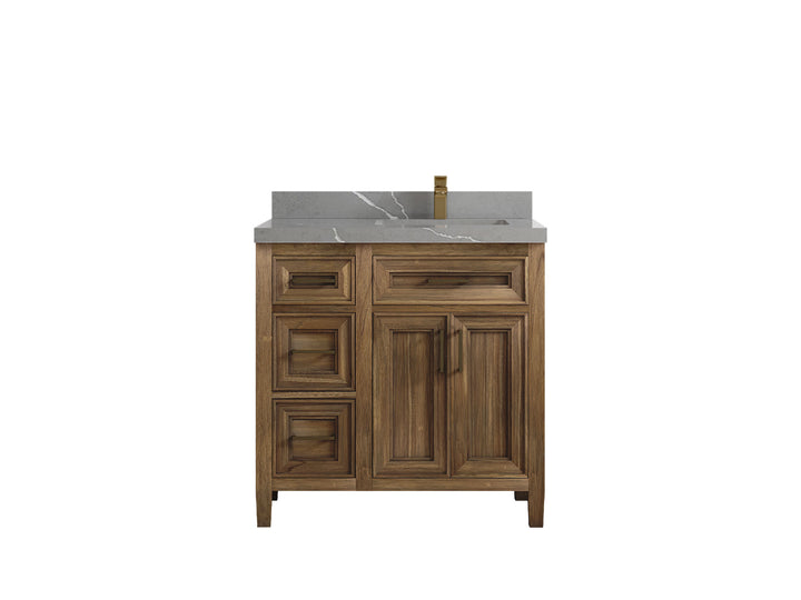 Santa Monica Teak Wood 36 in. W x 22 in. D Right Offset Sink Bathroom Vanity - photo 40