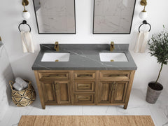 Santa Monica Teak Wood 60 in. W x 22 in. D Double Sink Bathroom Vanity - photo 39
