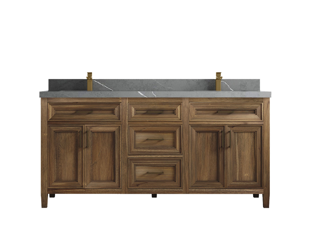 Santa Monica Teak Wood 72 in. W x 22 in. D Double Sink Bathroom Vanity