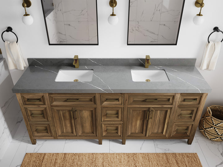 Santa Monica Teak Wood 84 in. W x 22 in. D Double Sink Bathroom Vanity - photo 39