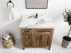 Santa Monica Teak Wood 36 in. W x 22 in. D Center Sink Bathroom Vanity - photo 12