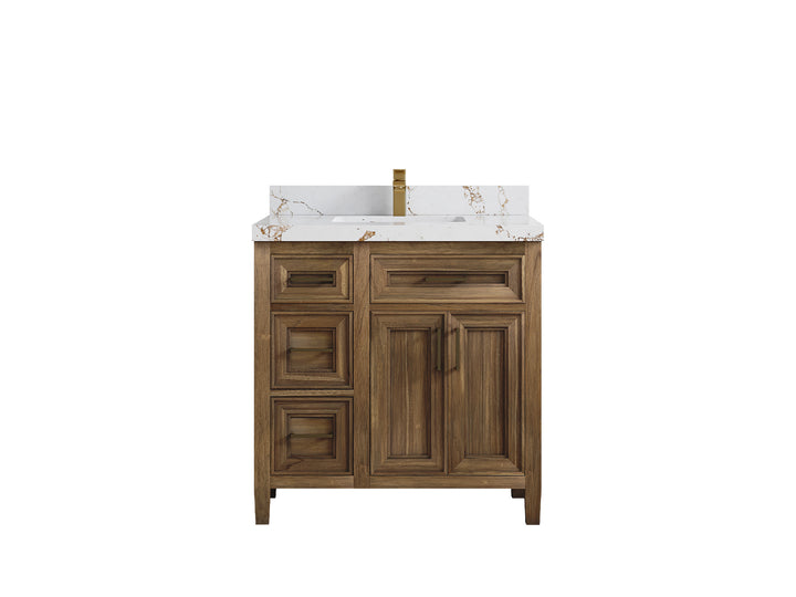Santa Monica Teak Wood 36 in. W x 22 in. D Center Sink Bathroom Vanity - photo 13