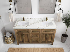 Santa Monica Teak Wood 60 in. W x 22 in. D Double Sink Bathroom Vanity - photo 13