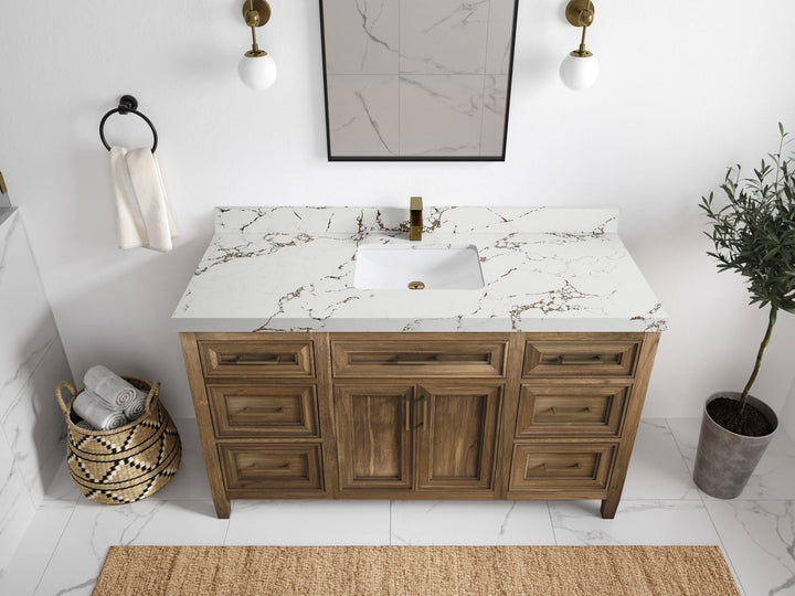 Santa Monica Teak Wood 60 in. W x 22 in. D Single Sink Bathroom Vanity - photo 13