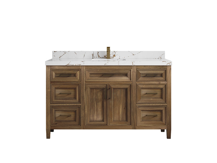 Santa Monica Teak Wood 60 in. W x 22 in. D Single Sink Bathroom Vanity - photo 14
