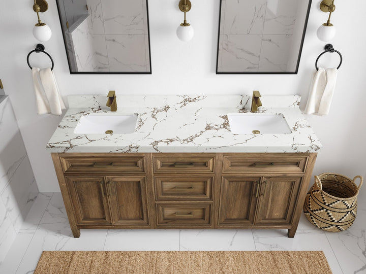 Santa Monica Teak Wood 72 in. W x 22 in. D Double Sink Bathroom Vanity - photo 13