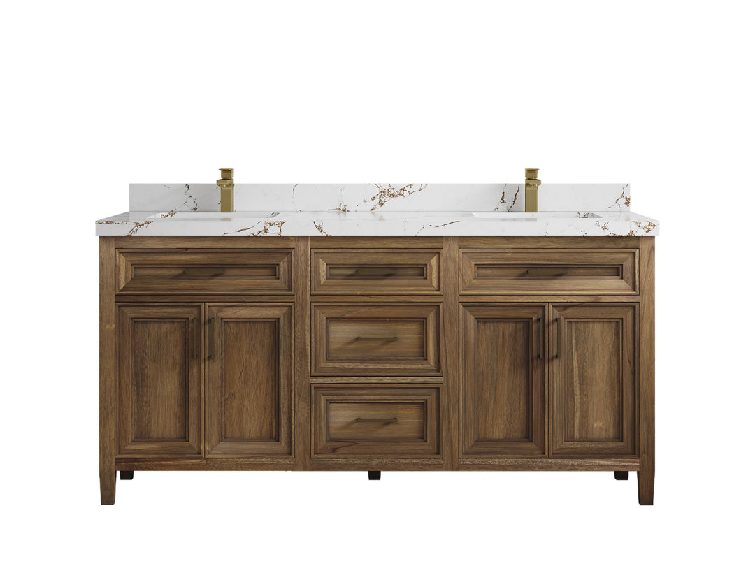 Santa Monica Teak Wood 72 in. W x 22 in. D Double Sink Bathroom Vanity