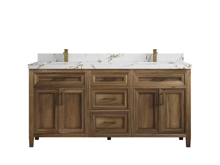 Santa Monica Teak Wood 72 in. W x 22 in. D Double Sink Bathroom Vanity - photo 39