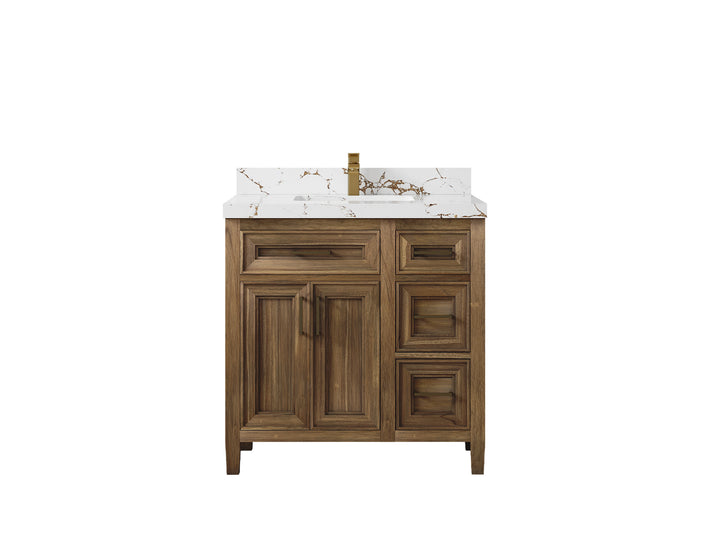 Santa Monica Teak Wood 36 in. W x 22 in. D Single Sink Bathroom Vanity - photo 15