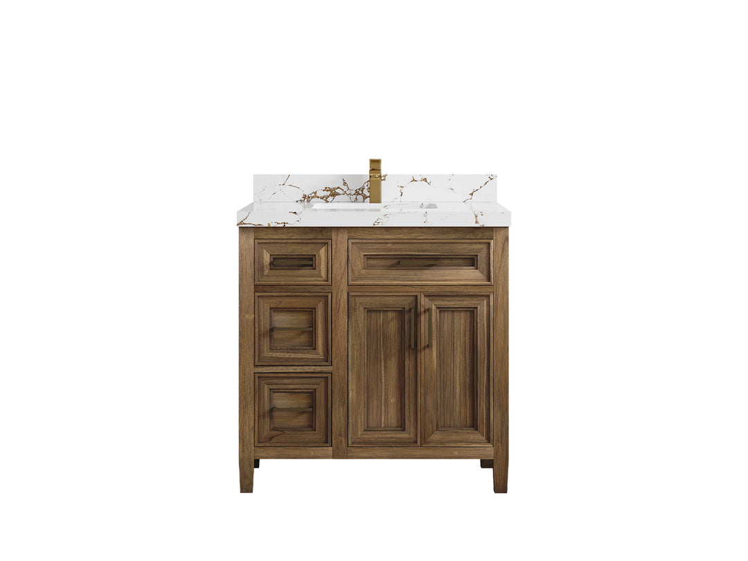 Santa Monica Teak Wood 36 in. W x 22 in. D Center Sink Bathroom Vanity