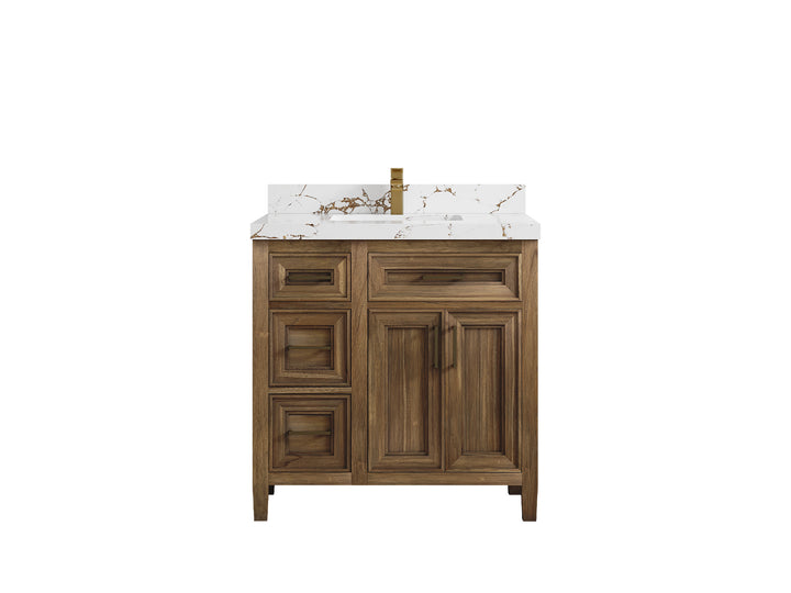 Santa Monica Teak Wood 36 in. W x 22 in. D Center Sink Bathroom Vanity - photo 15