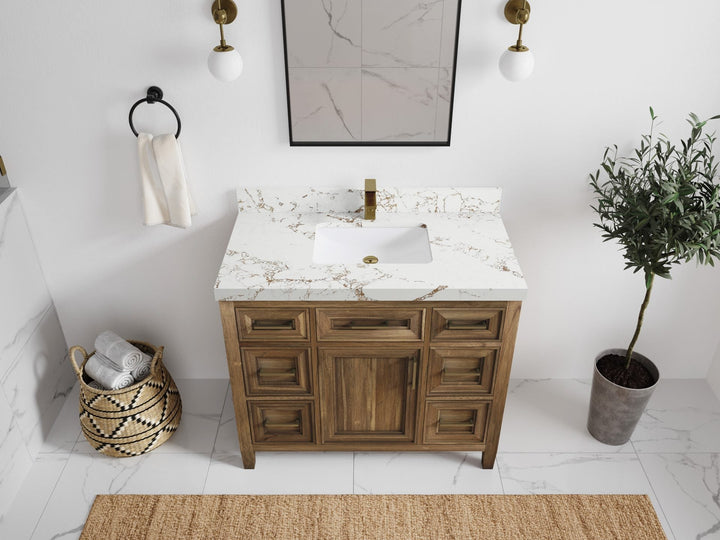 Santa Monica Teak Wood 42 in. W x 22 in. D Single Sink Bathroom Vanity - photo 15