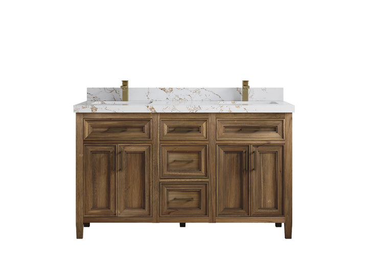 Santa Monica Teak Wood 60 in. W x 22 in. D Double Sink Bathroom Vanity - photo 16