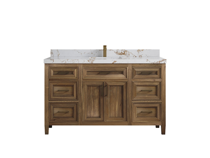Santa Monica Teak Wood 60 in. W x 22 in. D Single Sink Bathroom Vanity - photo 16