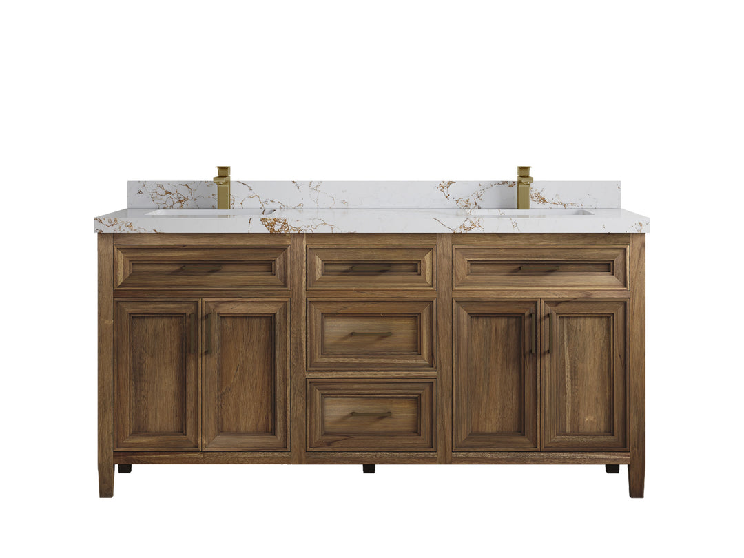 Santa Monica Teak Wood 72 in. W x 22 in. D Double Sink Bathroom Vanity