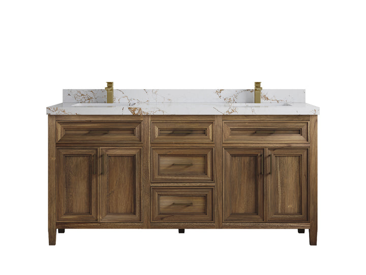 Santa Monica Teak Wood 72 in. W x 22 in. D Double Sink Bathroom Vanity - photo 27