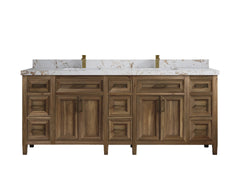 Santa Monica Teak Wood 84 in. W x 22 in. D Double Sink Bathroom Vanity - photo 16