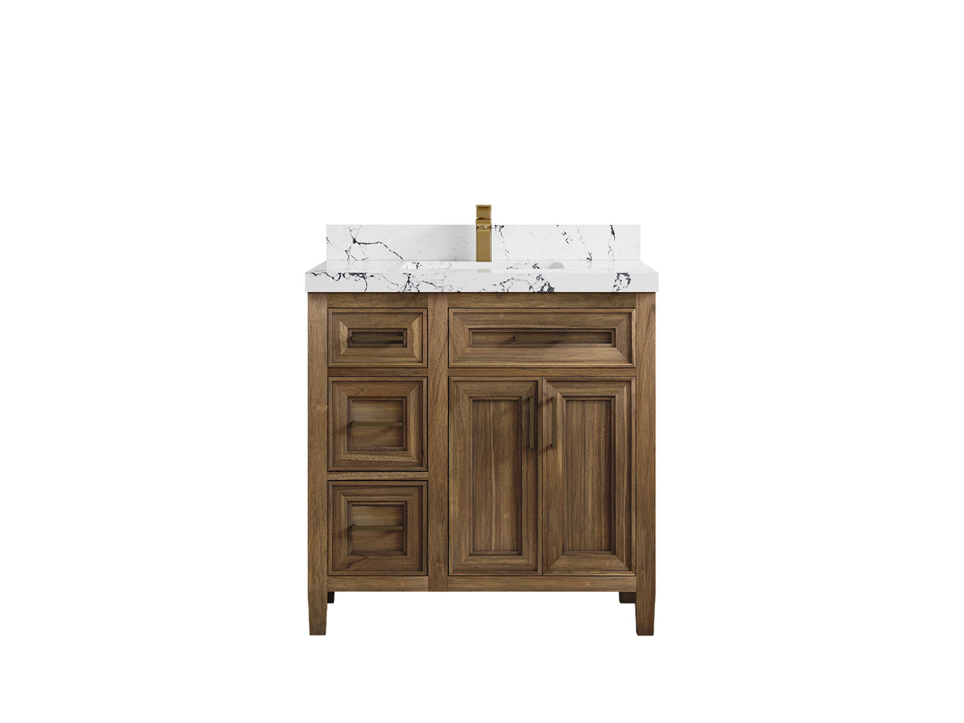 Santa Monica Teak Wood 36 in. W x 22 in. D Center Sink Bathroom Vanity