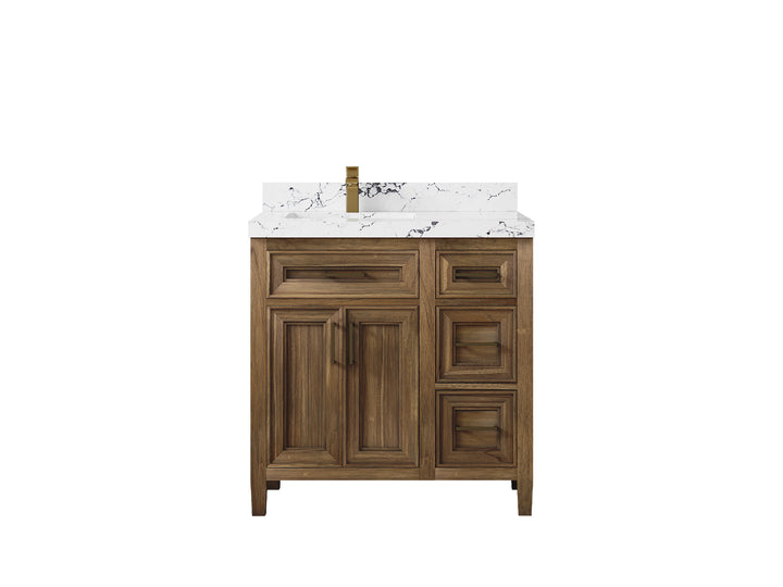 Santa Monica Teak Wood 36 in. W x 22 in. D Left Offset Sink Bathroom Vanity - photo 18