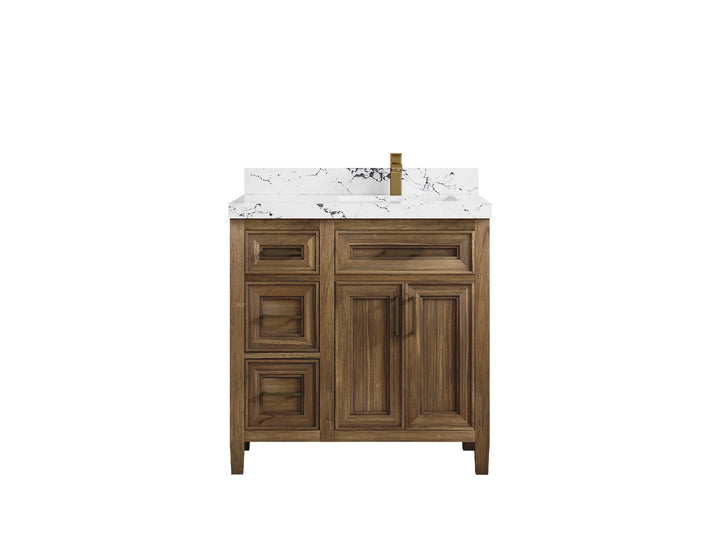 Santa Monica Teak Wood 36 in. W x 22 in. D Right Offset Sink Bathroom Vanity - photo 18