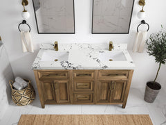 Santa Monica Teak Wood 60 in. W x 22 in. D Double Sink Bathroom Vanity - photo 17