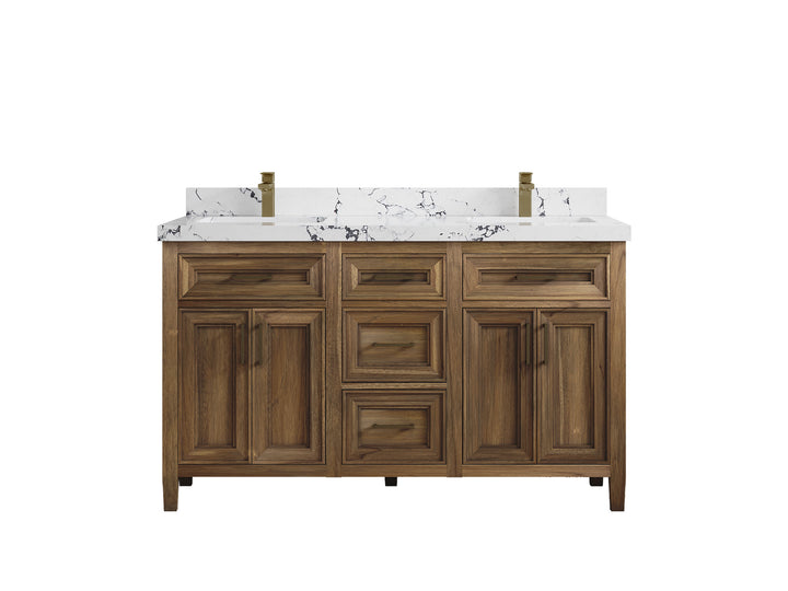 Santa Monica Teak Wood 60 in. W x 22 in. D Double Sink Bathroom Vanity - photo 18