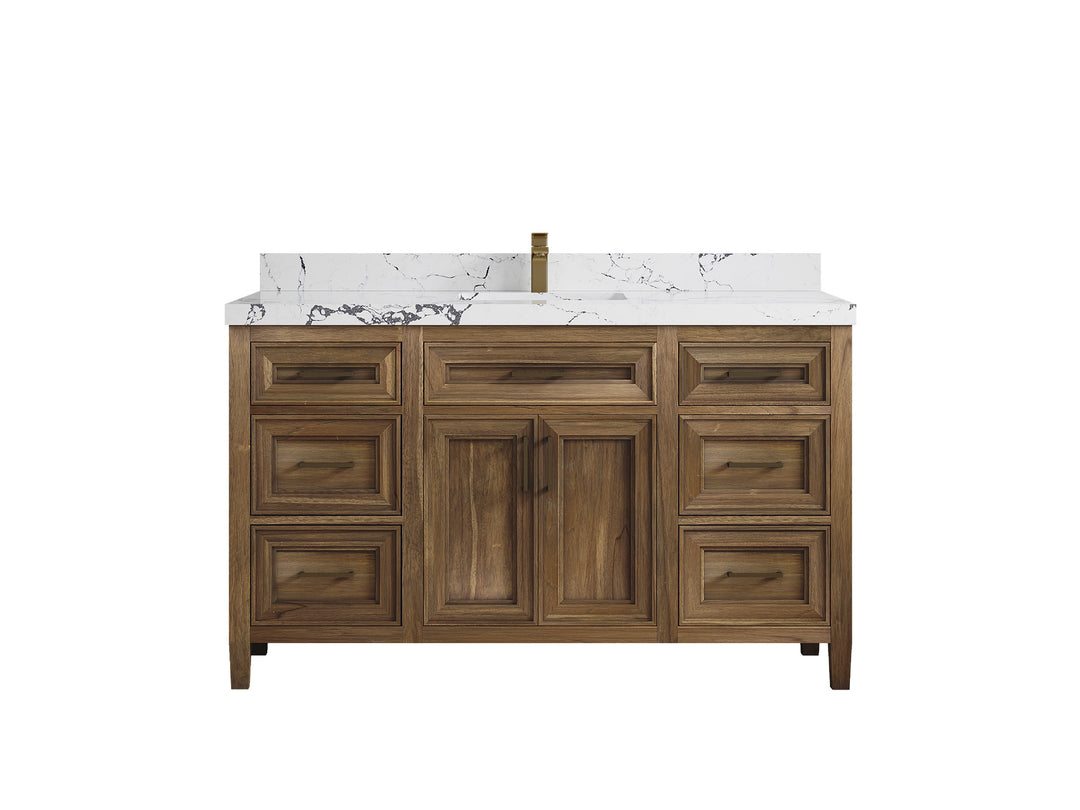 Santa Monica Teak Wood 60 in. W x 22 in. D Single Sink Bathroom Vanity