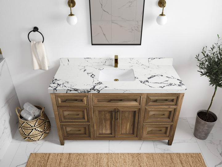 Santa Monica Teak Wood 60 in. W x 22 in. D Single Sink Bathroom Vanity - photo 17