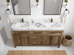 Santa Monica Teak Wood 72 in. W x 22 in. D Double Sink Bathroom Vanity - photo 14