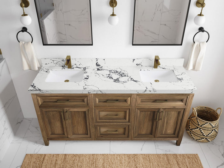 Santa Monica Teak Wood 72 in. W x 22 in. D Double Sink Bathroom Vanity - photo 14