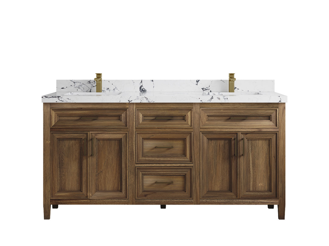 Santa Monica Teak Wood 72 in. W x 22 in. D Double Sink Bathroom Vanity