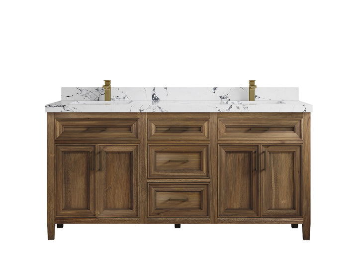 Santa Monica Teak Wood 72 in. W x 22 in. D Double Sink Bathroom Vanity - photo 40