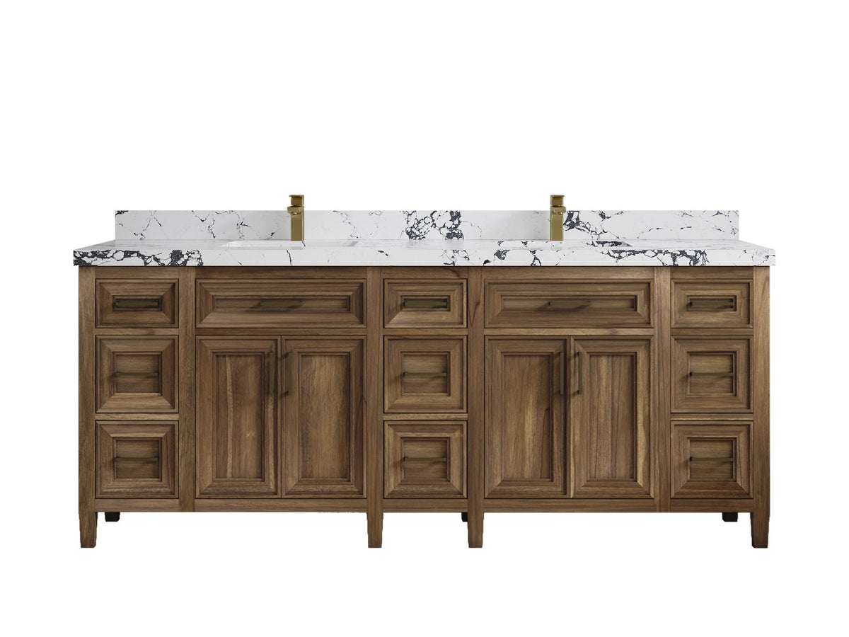 Santa Monica Teak Wood 84 in. W x 22 in. D Double Sink Bathroom Vanity