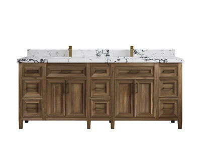 Santa Monica Teak Wood 84 in. W x 22 in. D Double Sink Bathroom Vanity