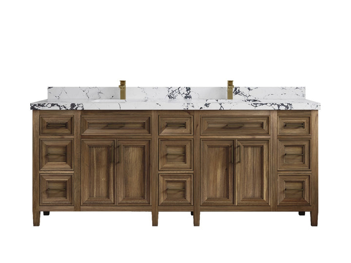 Santa Monica Teak Wood 84 in. W x 22 in. D Double Sink Bathroom Vanity - photo 18