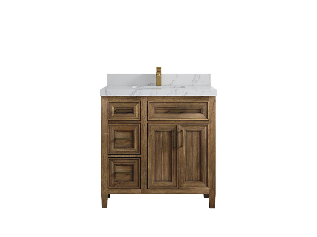Santa Monica Teak Wood 36 in. W x 22 in. D Center Sink Bathroom Vanity