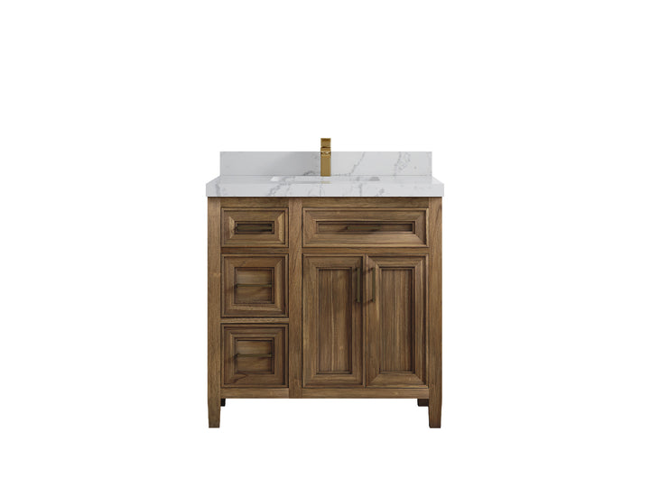 Santa Monica Teak Wood 36 in. W x 22 in. D Center Sink Bathroom Vanity - photo 25