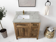 Santa Monica Teak Wood 36 in. W x 22 in. D Left Offset Sink Bathroom Vanity - photo 25