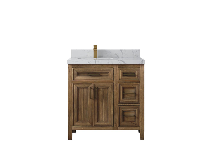 Santa Monica Teak Wood 36 in. W x 22 in. D Left Offset Sink Bathroom Vanity - photo 26