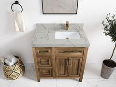 Santa Monica Teak Wood 36 in. W x 22 in. D Right Offset Sink Bathroom Vanity - photo 25