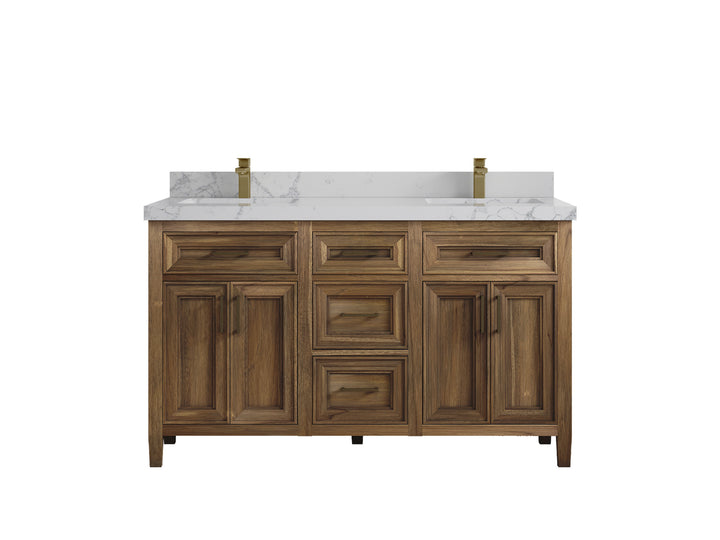 Santa Monica Teak Wood 60 in. W x 22 in. D Double Sink Bathroom Vanity - photo 26