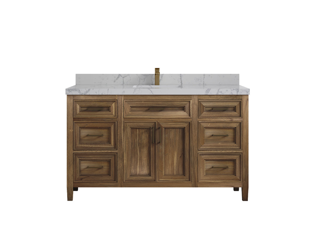 Santa Monica Teak Wood 60 in. W x 22 in. D Single Sink Bathroom Vanity