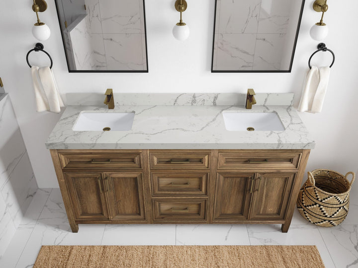 Santa Monica Teak Wood 72 in. W x 22 in. D Double Sink Bathroom Vanity - photo 17
