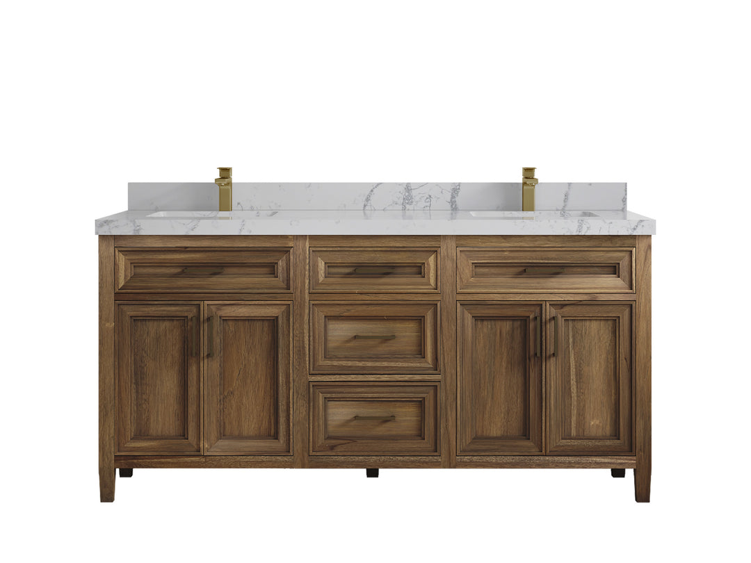 Santa Monica Teak Wood 72 in. W x 22 in. D Double Sink Bathroom Vanity