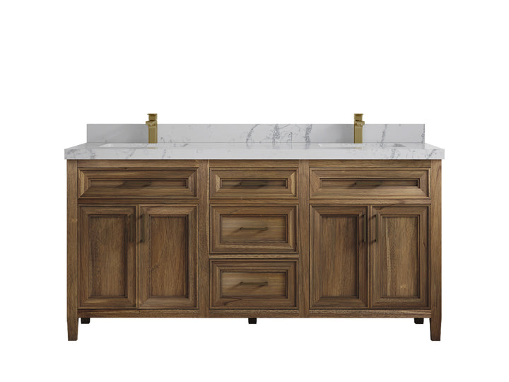 Santa Monica Teak Wood 72 in. W x 22 in. D Double Sink Bathroom Vanity - photo 41