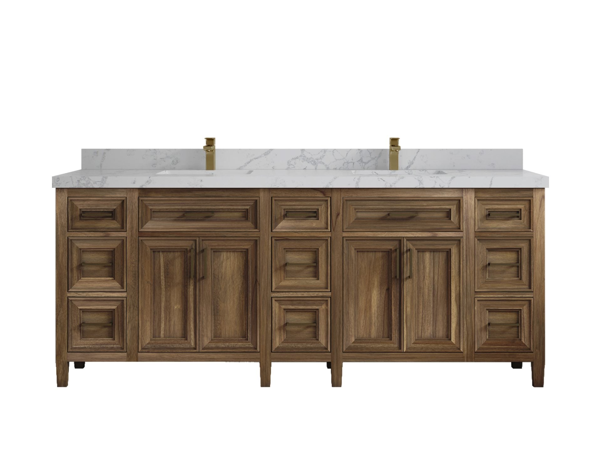 Santa Monica Teak Wood 84 in. W x 22 in. D Double Sink Bathroom Vanity