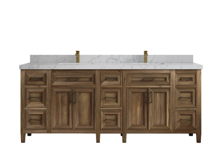 Santa Monica Teak Wood 84 in. W x 22 in. D Double Sink Bathroom Vanity - photo 26