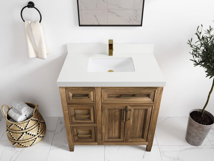 Santa Monica Teak Wood 36 in. W x 22 in. D Center Sink Bathroom Vanity - photo 40